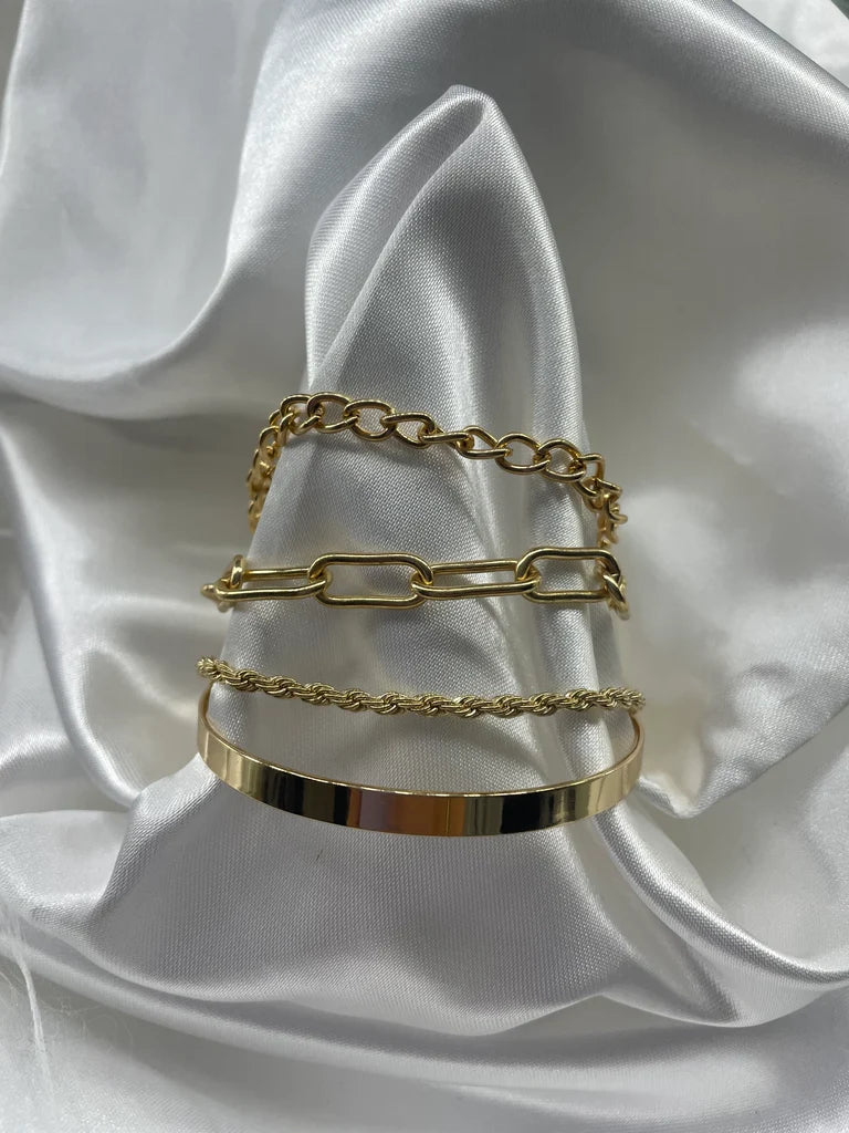 4 Piece Gold Bracelets