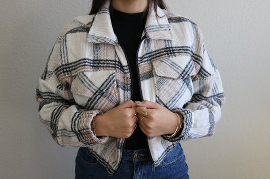 Mia Cropped Flannel Jacket